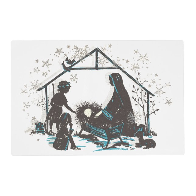 Christian Holy Baby Jesus Christmas Nativity Scene Placemat (Back)