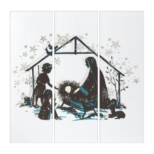 Christian Holy Baby Jesus Christmas Nativity Scene Triptych