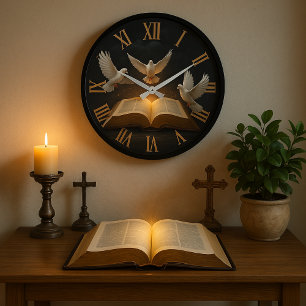 Christian Holy Spirit  Bible religious home decor Large Clock