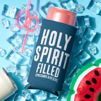 Christian "HOLY SPIRIT Filled" Ocean Blue & White Seltzer Can Cooler