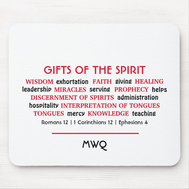 Christian | HOLY SPIRIT GIFTS | Monogram Scripture Mouse Pad (Front)