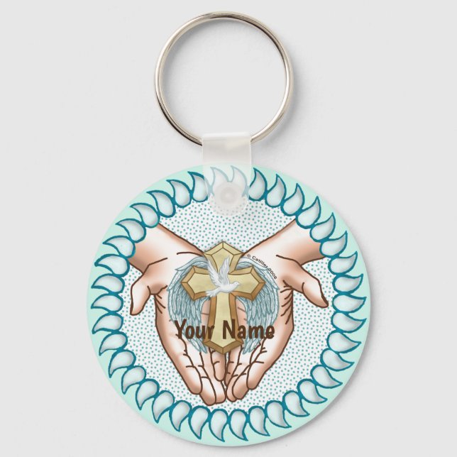 Christian Holy Spirit Hands   Keychain (Front)