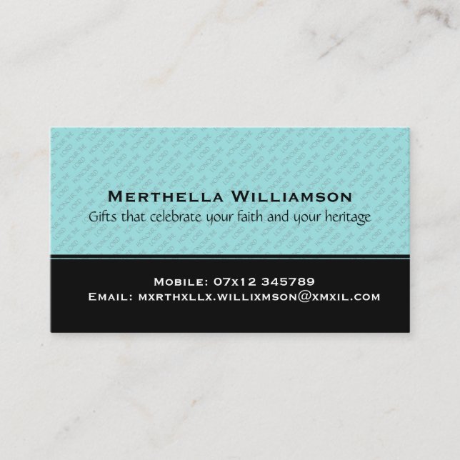 Christian HONOR THE LORD Personalized Business Card (Front)