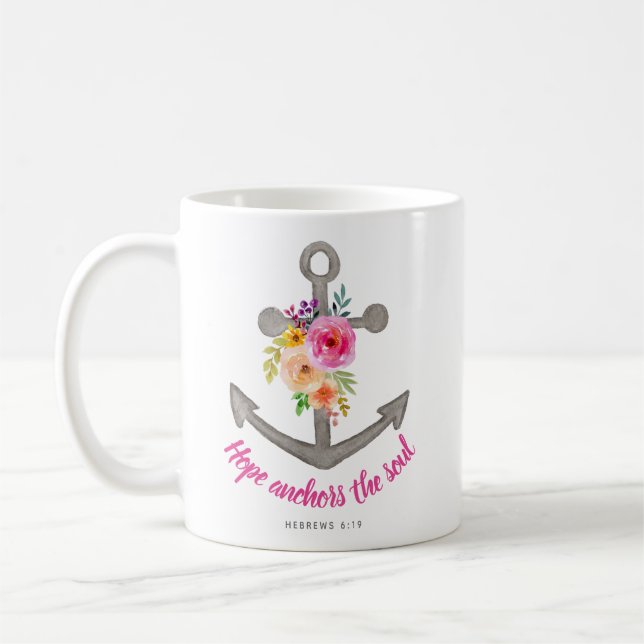 Christian Hope Anchors The Soul Verse Coffee Mug (Left)