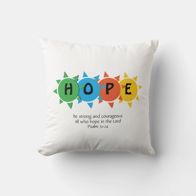 Christian HOPE IN THE LORD Throw Pillow (Front)