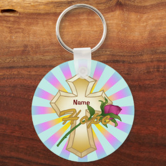 Christian Hope Rose Cross Keychain