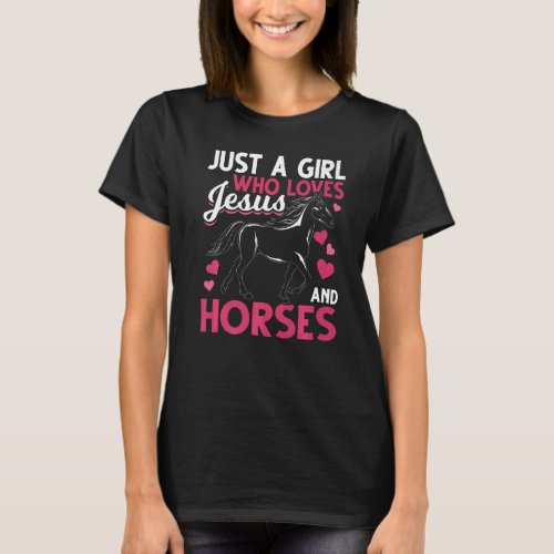 Christian Horse Rider Girls Jesus Horse Riding Wom T_Shirt