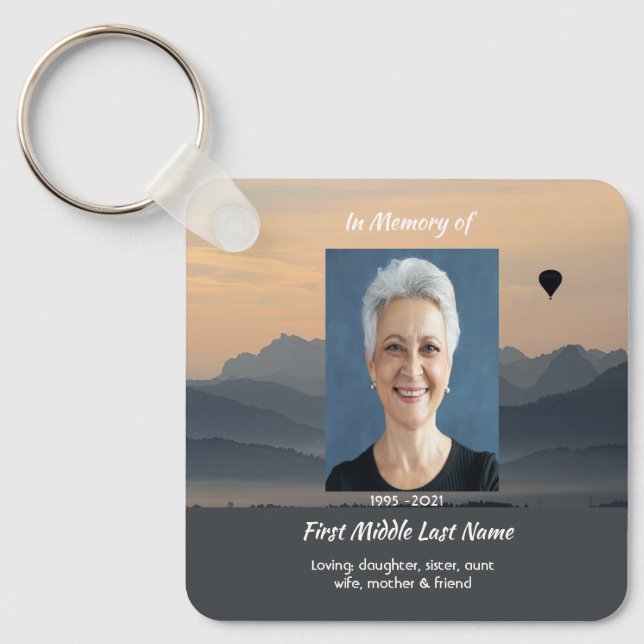 Christian Hot Air Balloon Memorial Keepsake  Keychain (Front)