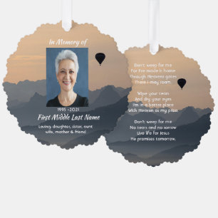 Christian Hot Air Balloon Memorial Keepsake Ornament Card