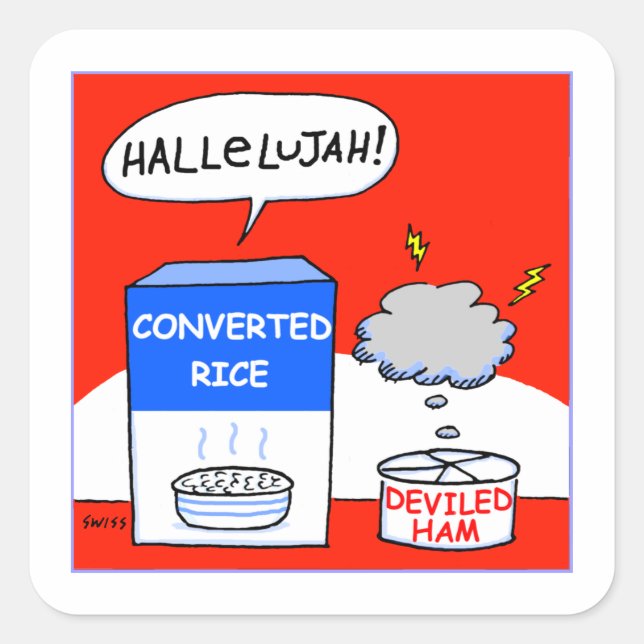 Christian Humor Foodie Cartoon Square Sticker (Front)