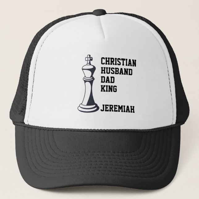 CHRISTIAN HUSBAND DAD Chess King Trucker Hat (Front)