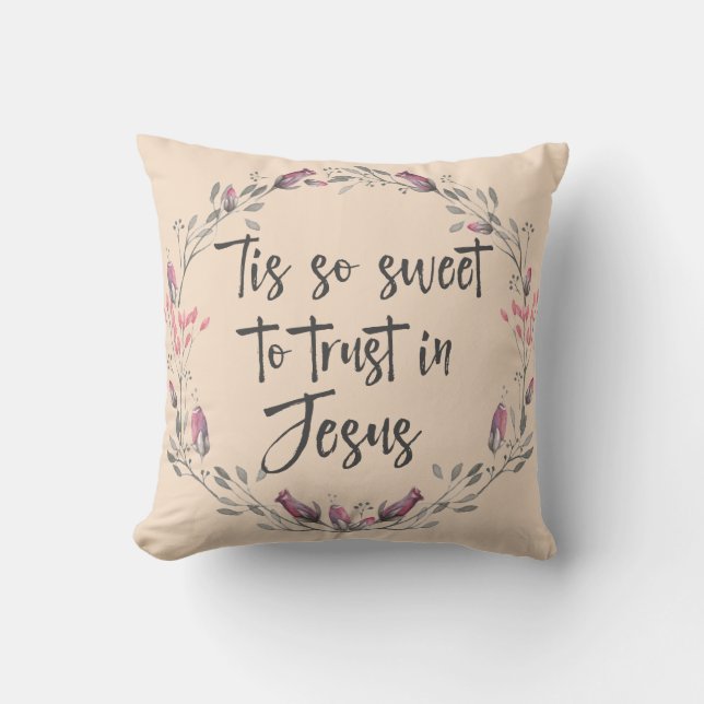 Christian Hymn Lyric Throw Pillow (Front)