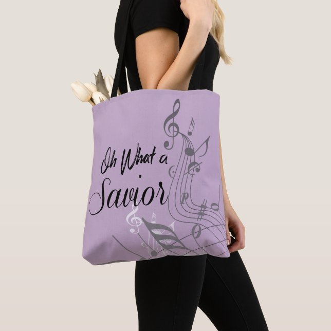 Christian Hymn: Oh What A Savior Tote Bag (Close Up)