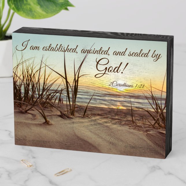 Christian I Am Anointed & Sealed By God Wooden Box Sign (In Situ Horizontal)