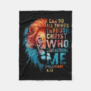 Christian I Can Do All Thing Through Christ Lion F Fleece Blanket