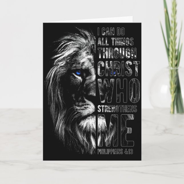 Christian I Can Do All Things Through Christ Lion  Card (Front)