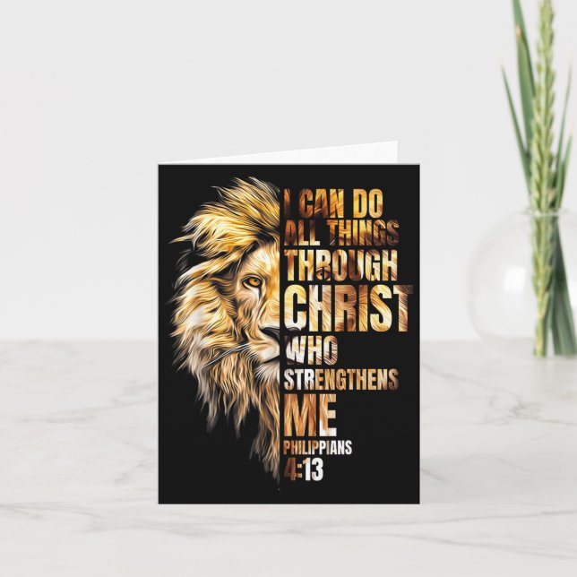 Christian I Can Do All Things Through Christ Lion  Card (Front)