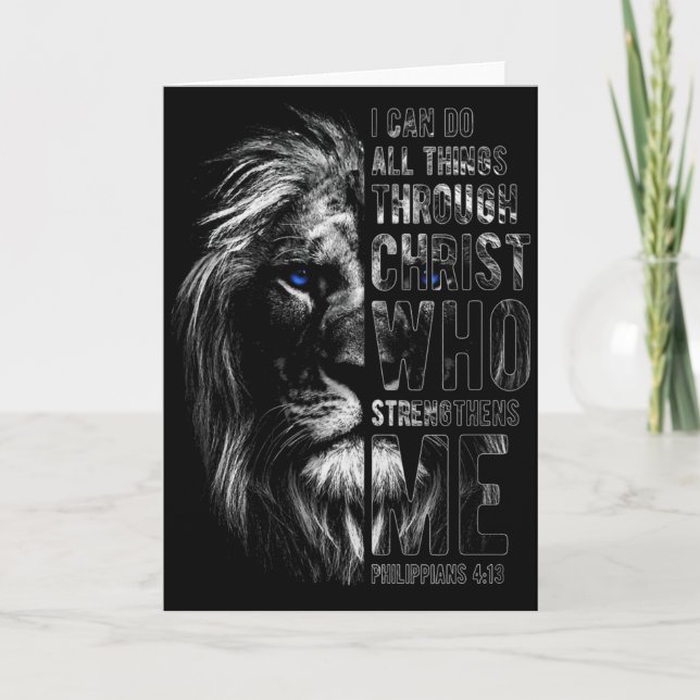 Christian I Can Do All Things Through Christ Lion  Card (Front)
