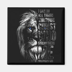 Christian I Can Do All Things Through Christ Lion Magnet
