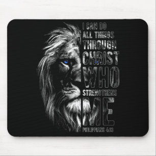 Christian I Can Do All Things Through Christ Lion Mouse Pad