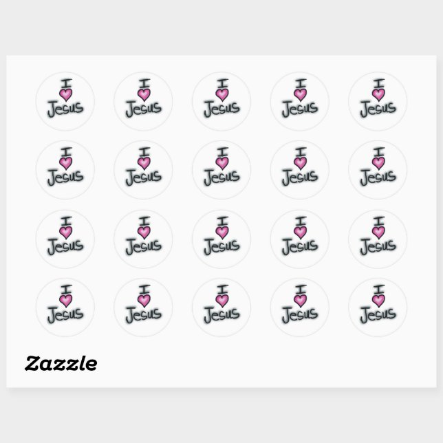 Christian ‘I Love Jesus’ Pink Heart  Classic Round Sticker (Sheet)