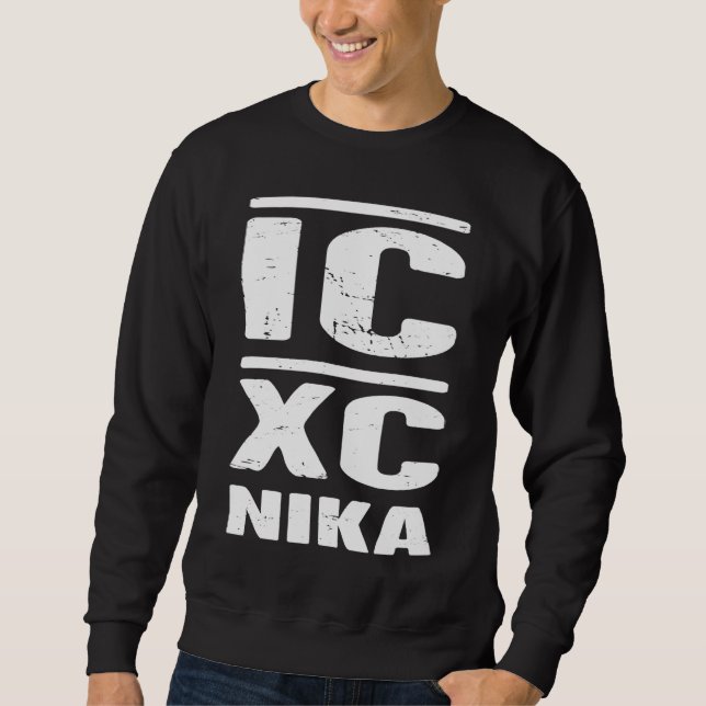 Christian IC XC NIKA  Distressed Eastern Orthodox Sweatshirt (Front)