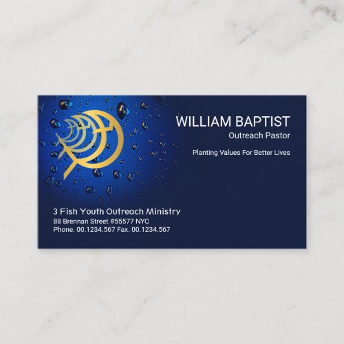 Christian Ichthus Fish In Blue Waters Pastor Business Card
