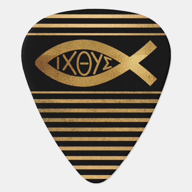 Christian Ichthus Fish Symbol Faith Contemporary Guitar Pick (Front)