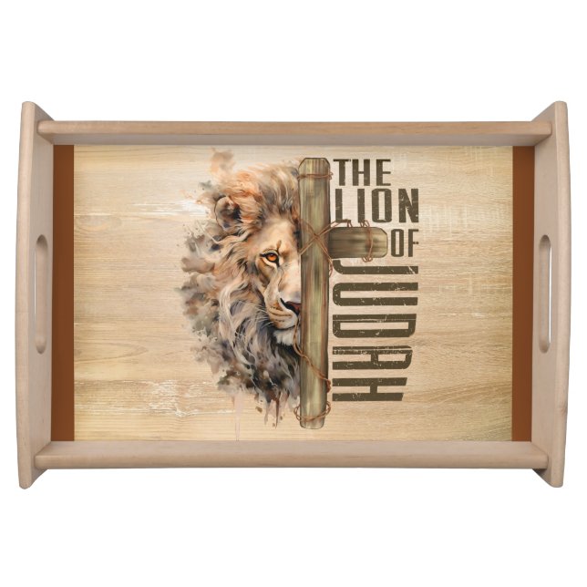 Christian Image l Lion Cross l Scripture l men's  Serving Tray (Front)