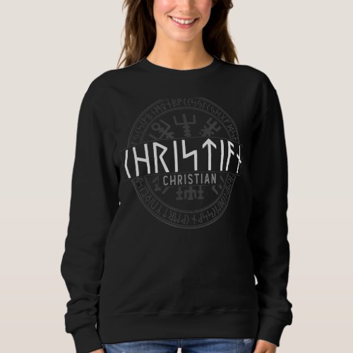 Christian in Futhark Runes Viking Sweatshirt