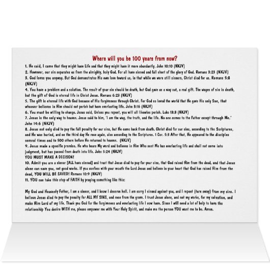 Christian Inmate Card with Gospel message inside (Inside Horizontal (Top))