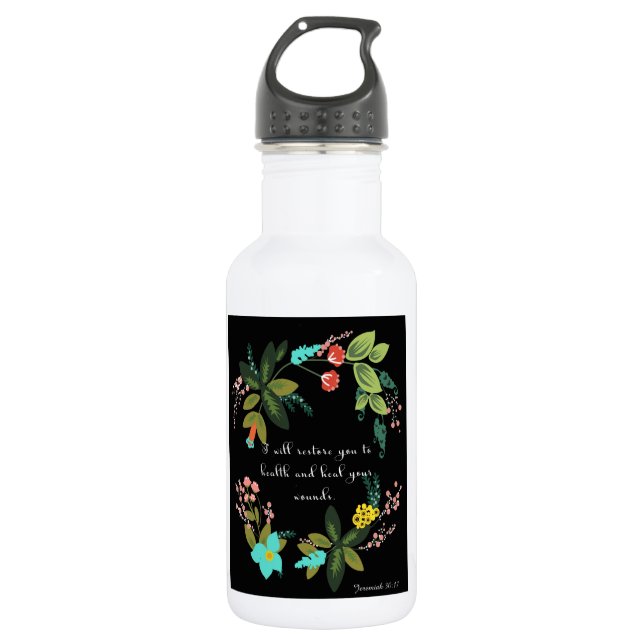 Christian inspirational Art - Jeremiah 30:17 Stainless Steel Water Bottle (Front)