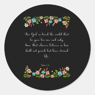 Christian Inspirational Art - John 3:16 Classic Round Sticker