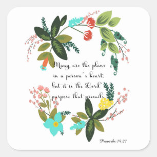 Christian inspirational Art - Proverbs 19:21 Square Sticker