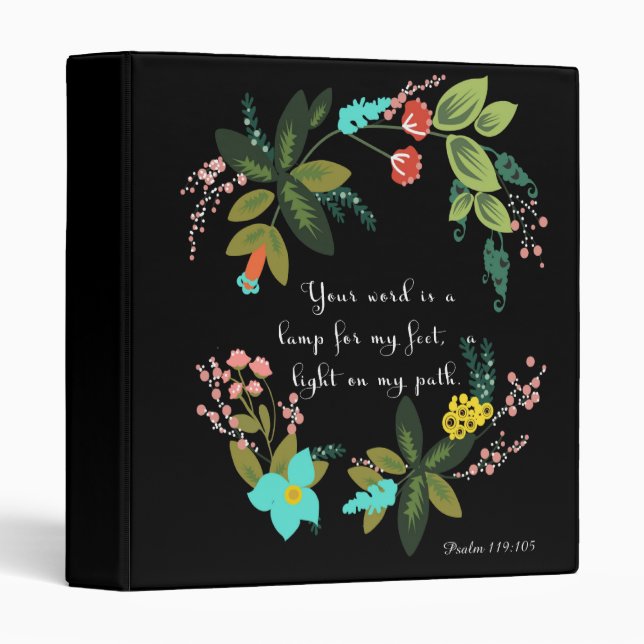 Christian inspirational Art - Psalm 119:105 3 Ring Binder (Front/Spine)