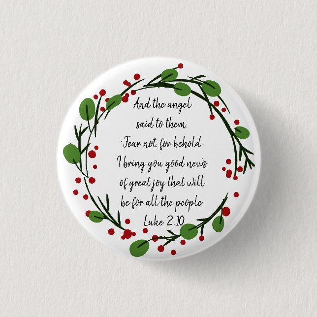 Christian Inspirational Christmas Scripture Button (Front)