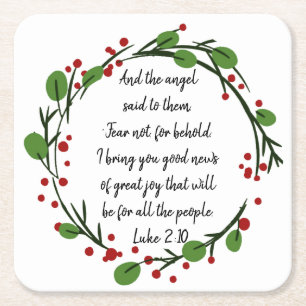 Christian Inspirational Christmas Scripture Square Paper Coaster