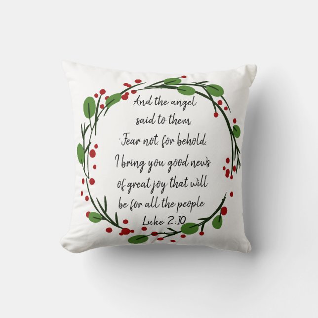 Christian Inspirational Christmas Scripture Throw Pillow (Front)