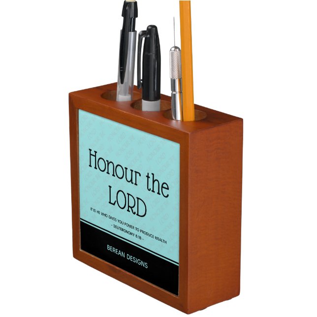 Christian Inspirational Custom HONOR THE LORD Desk Organizer (In Situ)