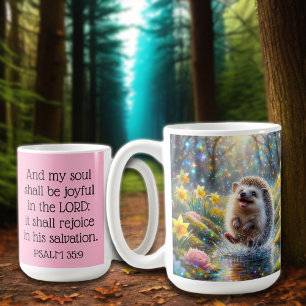 Christian Inspirational Psalms Whimsical Hedgehog Coffee Mug