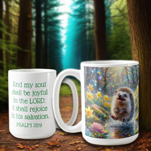 Christian Inspirational Psalms Whimsical Hedgehog Coffee Mug