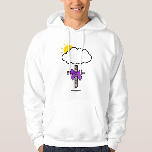 Christian Inspired cross under the clouds Hoodie (Front)