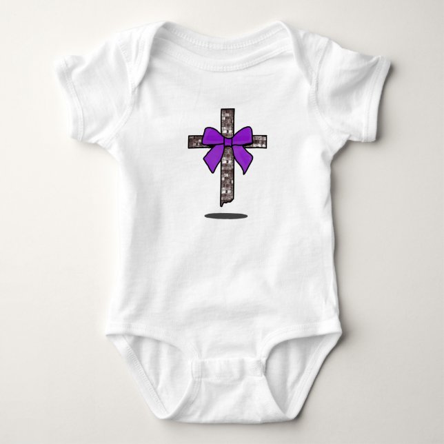 Christian Inspired Floating Cross Baby Bodysuit (Front)