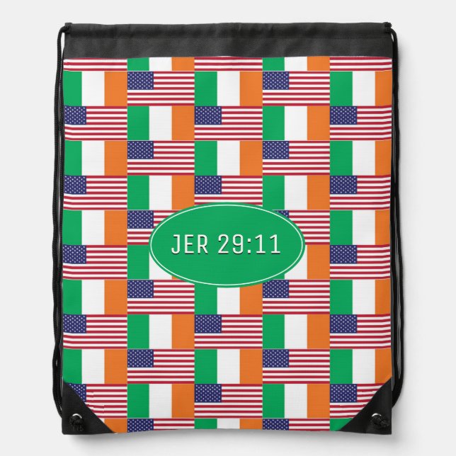 Christian | IRISH AMERICAN FLAGS Drawstring Bag (Front)