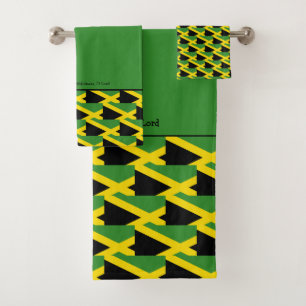 Christian JAMAICAN FLAG Pattern Personalized Bath Towel Set