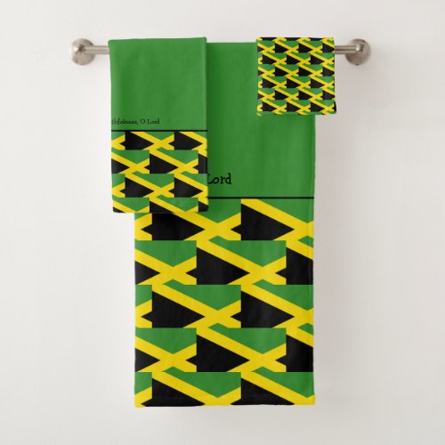 Christian JAMAICAN FLAG Pattern Personalized Bath Towel Set