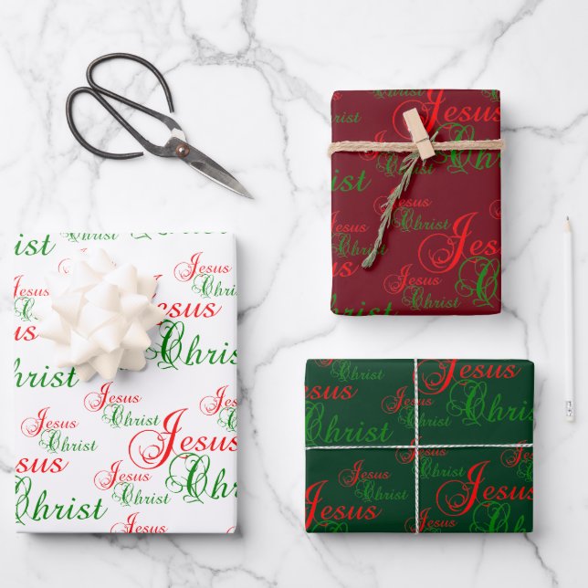 Christian JESUS CHRIST Christmas Wrapping Paper Sheets (Front)