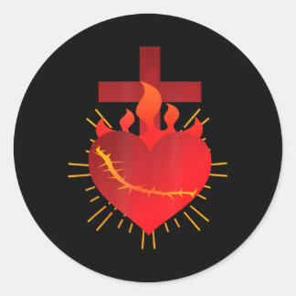 Christian Jesus Christ Sacred Heart Of Jesus Classic Round Sticker
