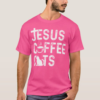 Christian Jesus Coffee Cats - Religous Cat Caffein T-Shirt