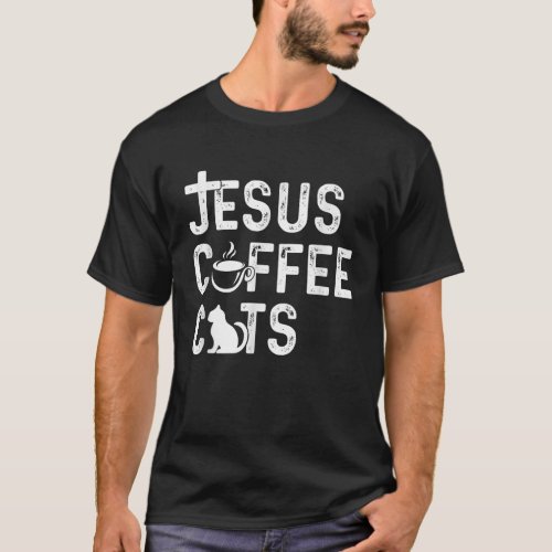 Christian Jesus Coffee Cats Religous Cat Caffeine  T_Shirt